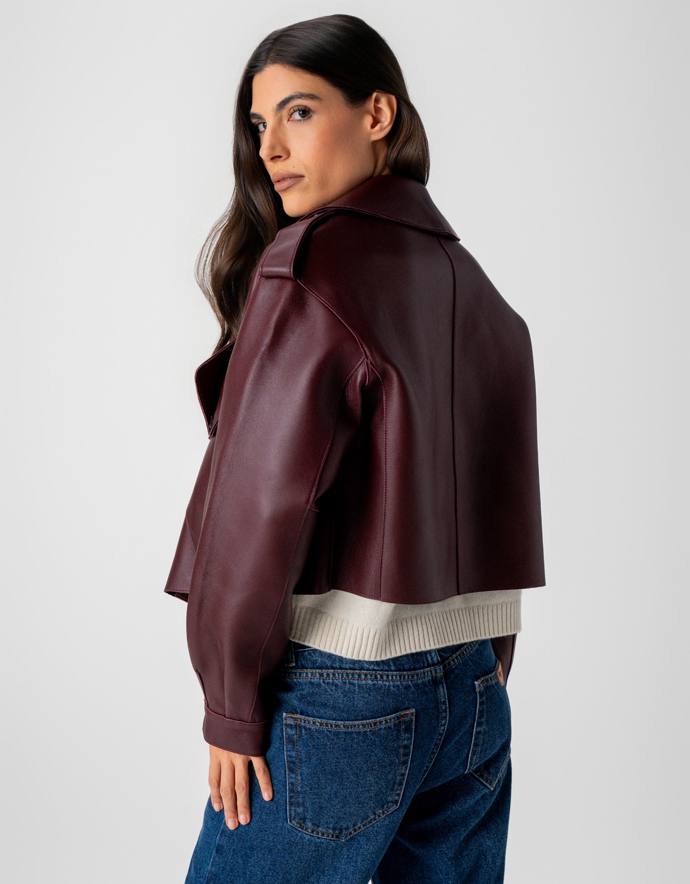 JAQUETA ANITA MADRE REINA COURO PINOT