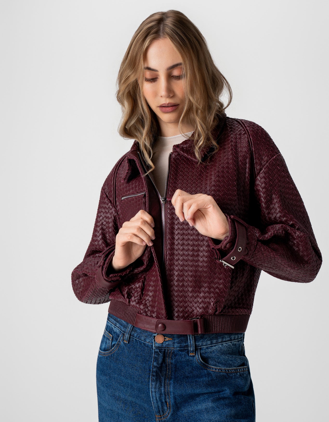 JAQUETA TRESSE MADRE REINA COURO PINOT