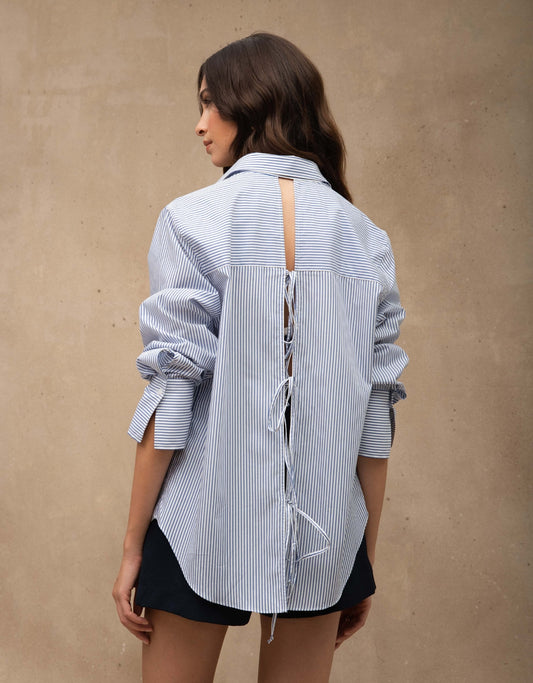 MAX CAMISA  AMARRAÇÃO MADRE REINA LINHO AZUL MESQUITA