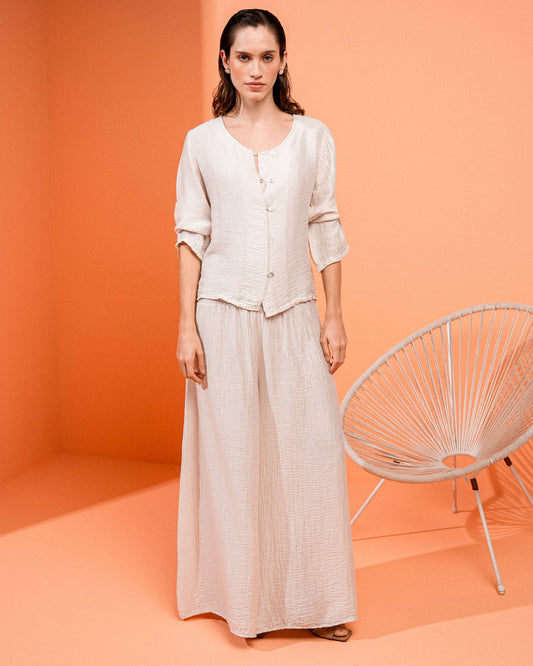 CALÇA PANTALONA LORENA MADRE REINA CREMA