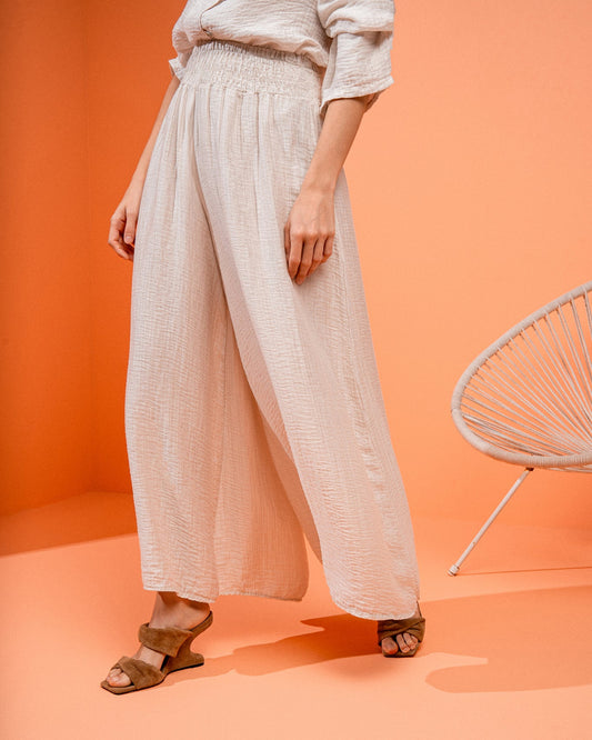 CALÇA PANTALONA LORENA MADRE REINA CREMA