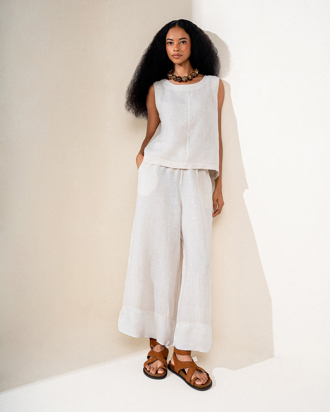 CALÇA MIRELLA MADRE REINA LINHO CREMA
