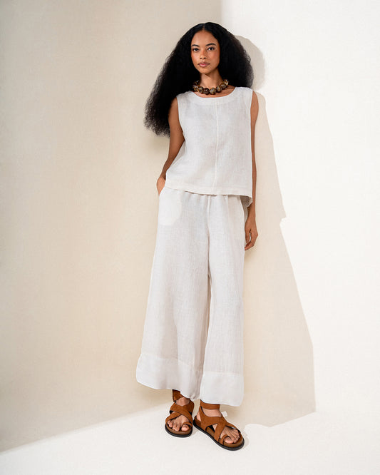 CALÇA MIRELLA MADRE REINA LINHO CREMA
