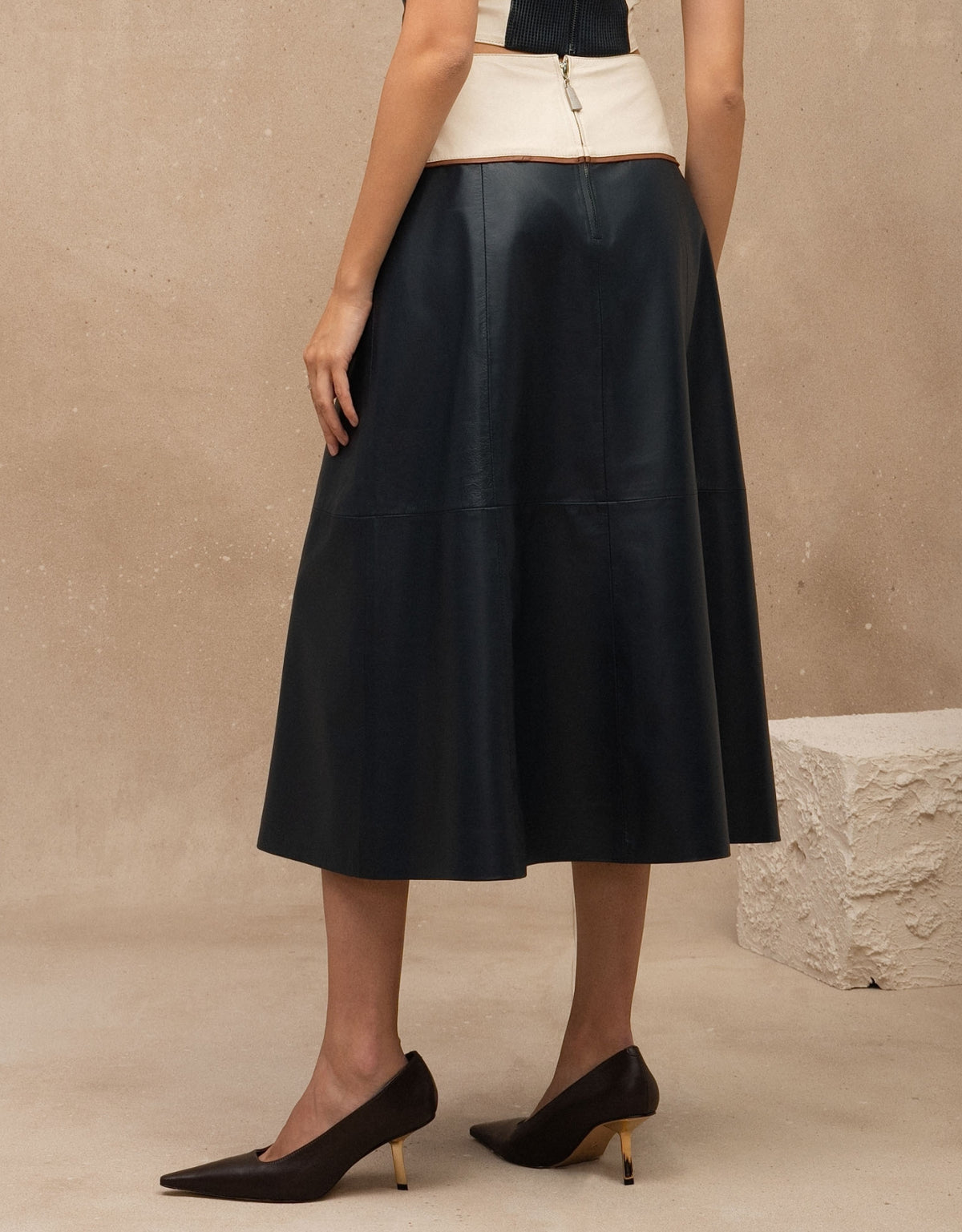 SAIA MIDI GAIA MADRE REINA COURO AZUL MARINE