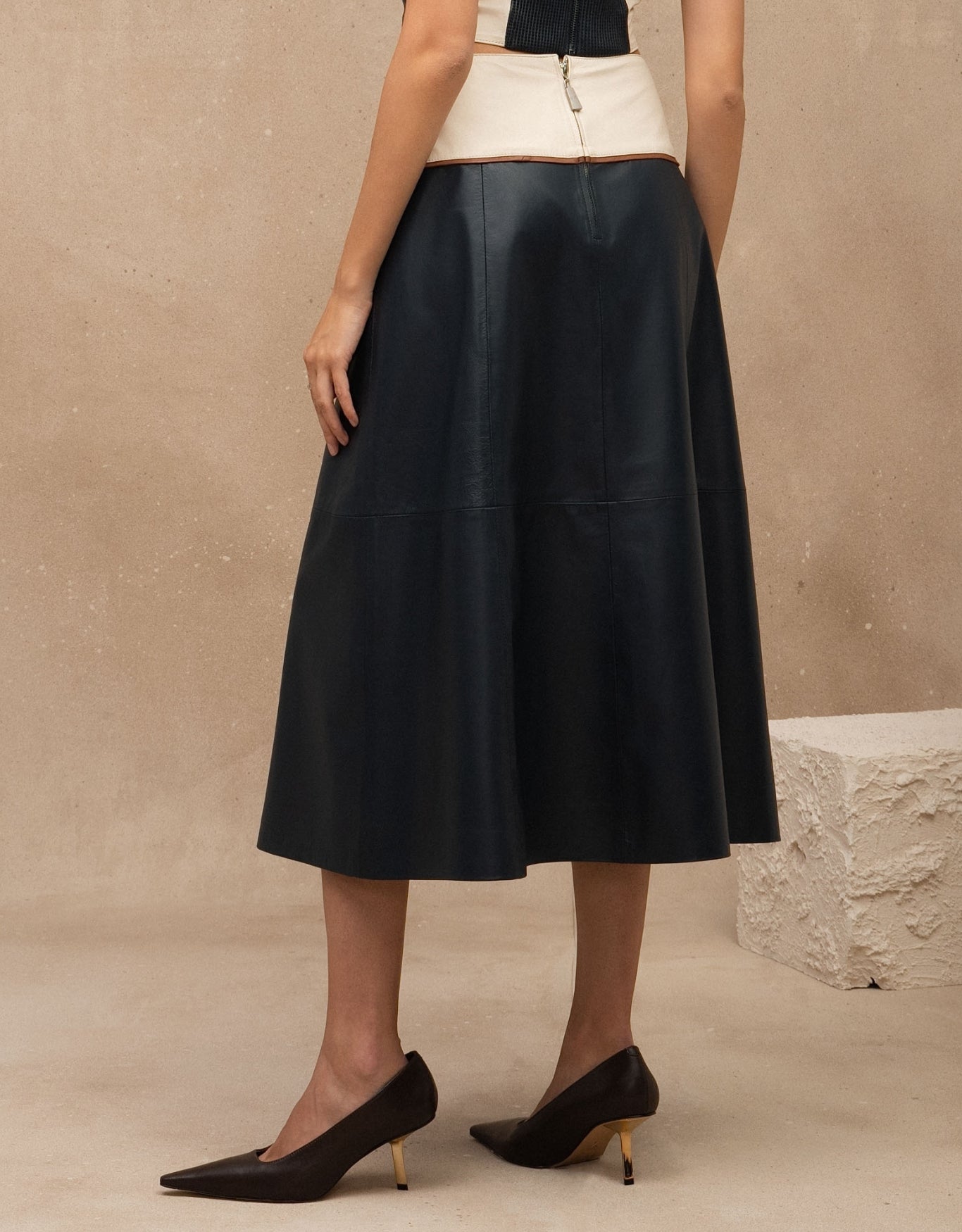 SAIA MIDI GAIA MADRE REINA COURO AZUL MARINE