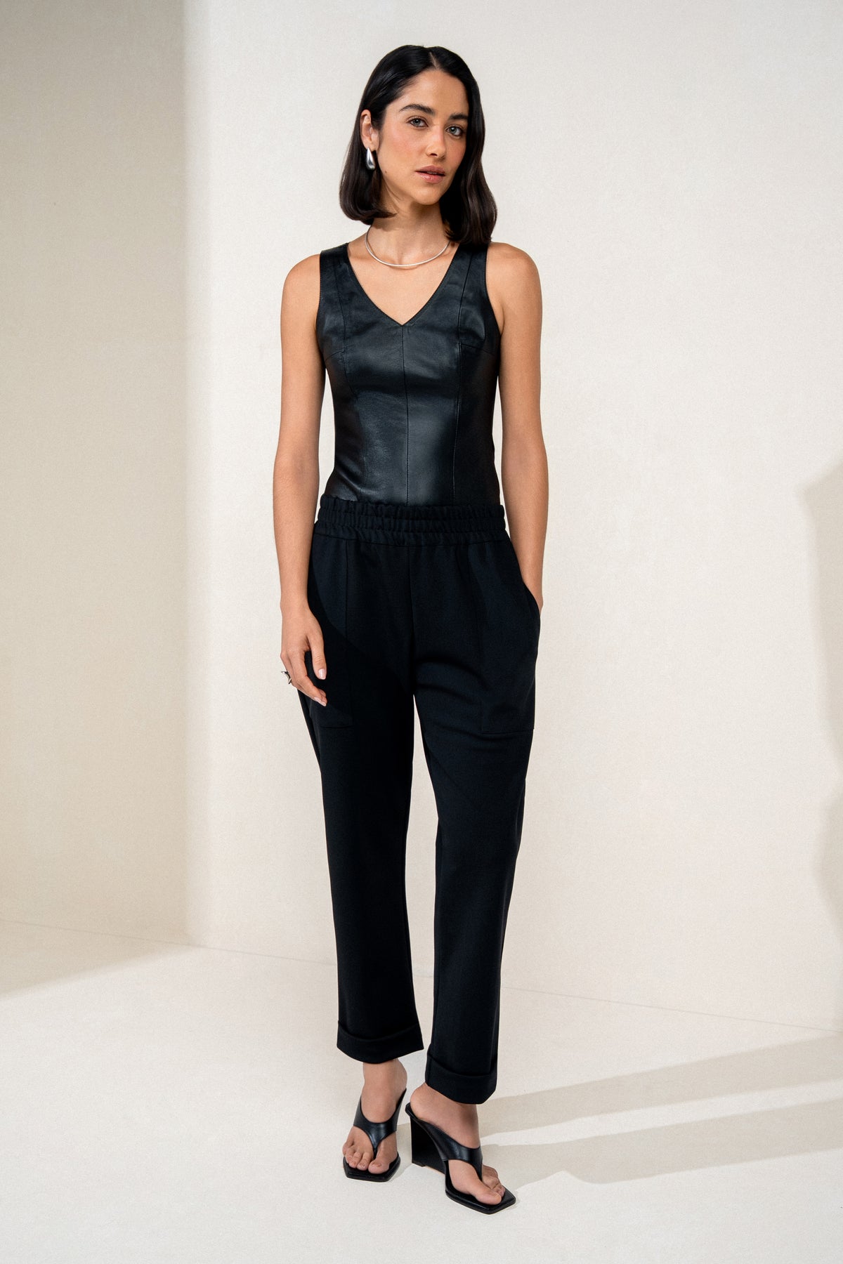 CALÇA ALANIS MADRE REINA MALHA BLOCK PRETO