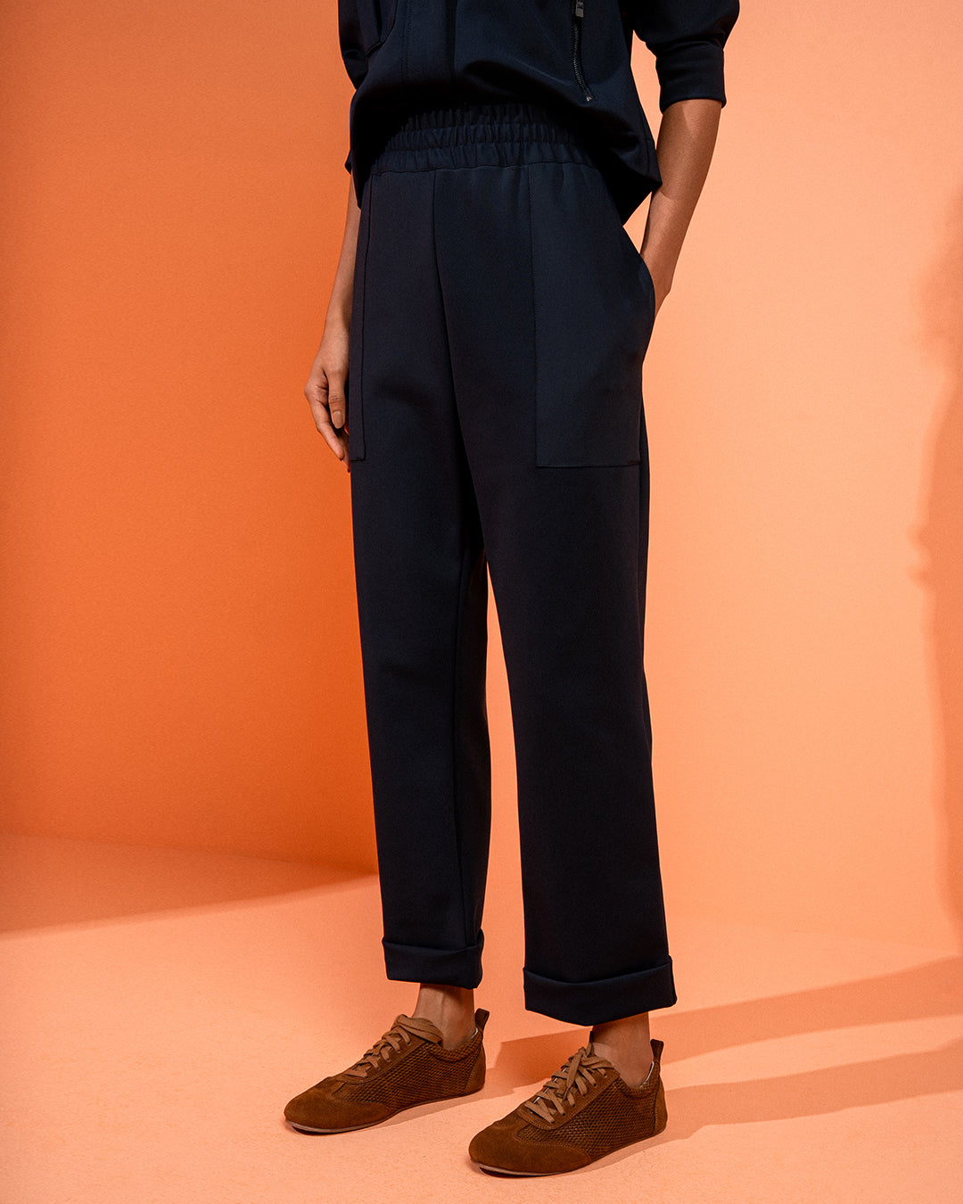 CALÇA ALANIS MADRE REINA MALHA BLOCK AZUL MARINE