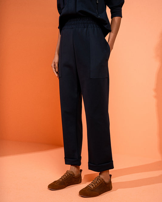 CALÇA ALANIS MADRE REINA MALHA BLOCK AZUL MARINE