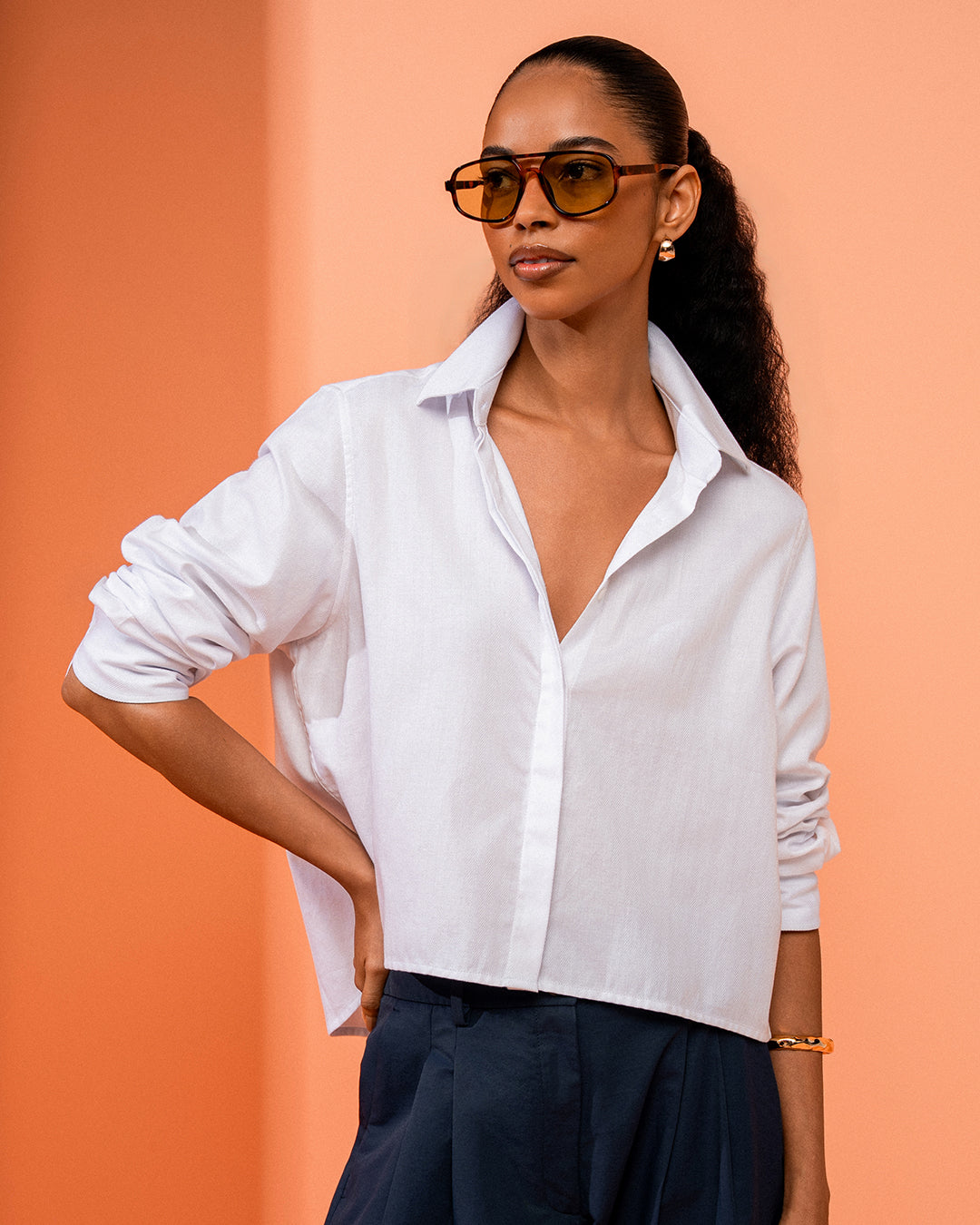 CAMISA CROPPED MILLA MADRE REINA TRICOLINE BRANCO