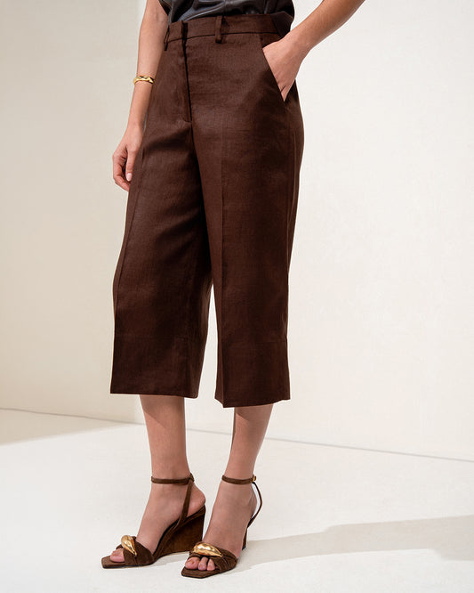 CALÇA CAPRI MARIAH MADRE REINA LINHO MADEIRA