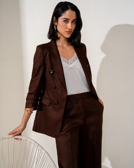 CALÇA CAPRI MARIAH MADRE REINA LINHO MADEIRA