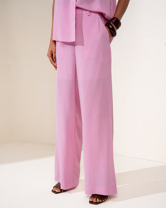 CALÇA CLÁSSICA MADRE REINA SEDA ROSA TULIPA