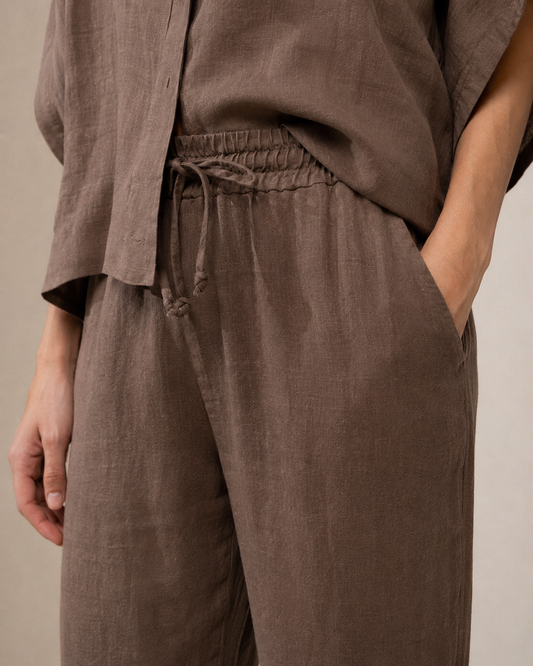 CALÇA JOGGER MADRE REINA LINHO MADEIRA