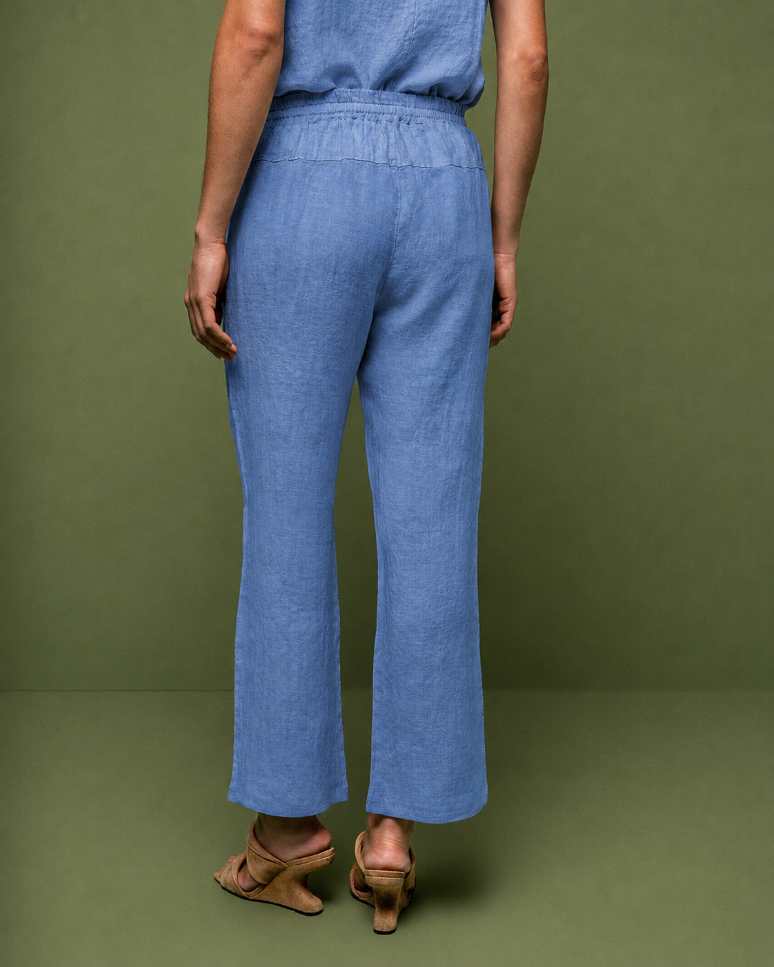 CALÇA JOGGER MADRE REINA LINHO AZUL SERENO