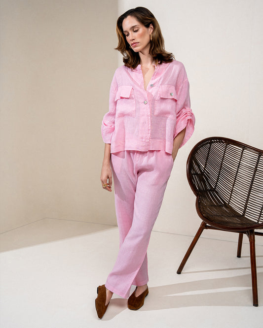 CALÇA JOGGER MADRE REINA LINHO ROSA BRISA