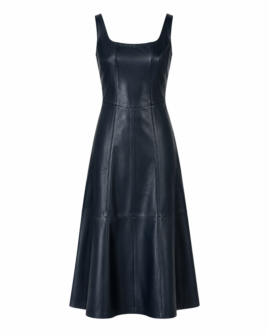 VESTIDO MIDI MILENA MADRE REINA COURO AZUL MARINE