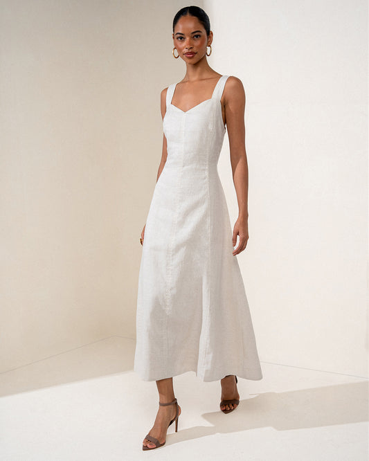 VESTIDO CORA MADRE REINA LINHO CREMA