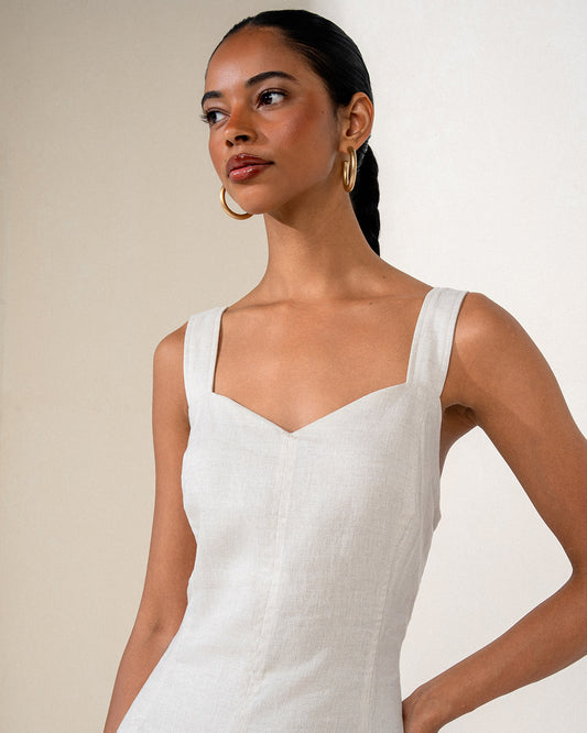 VESTIDO CORA MADRE REINA LINHO CREMA
