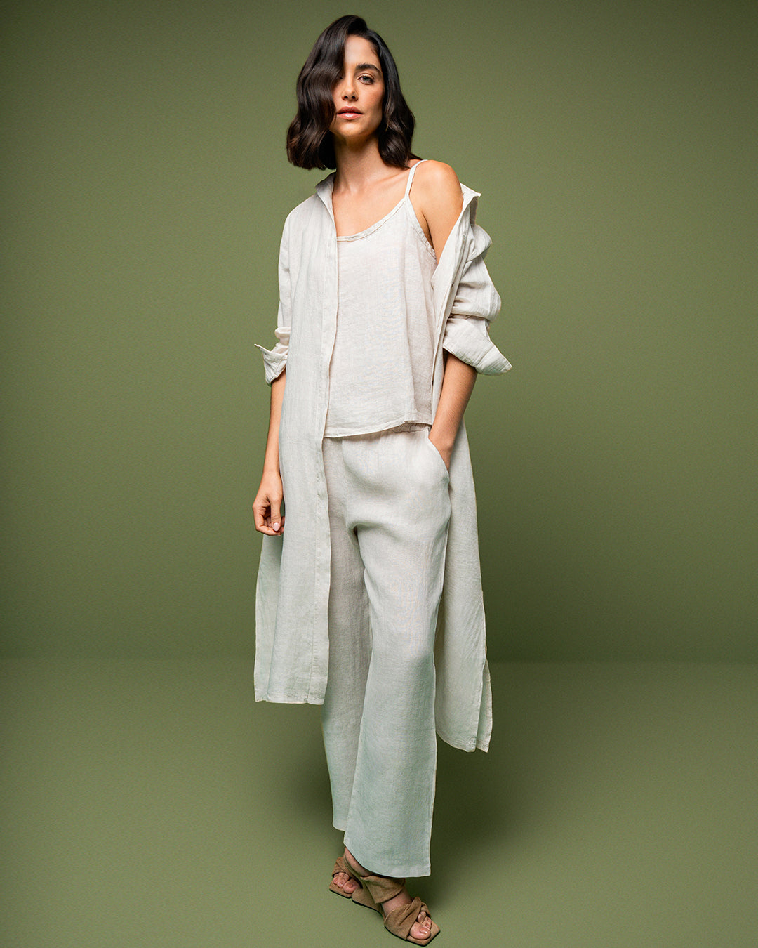 VESTIDO CHEMISE MADRE REINA LINHO CREMA