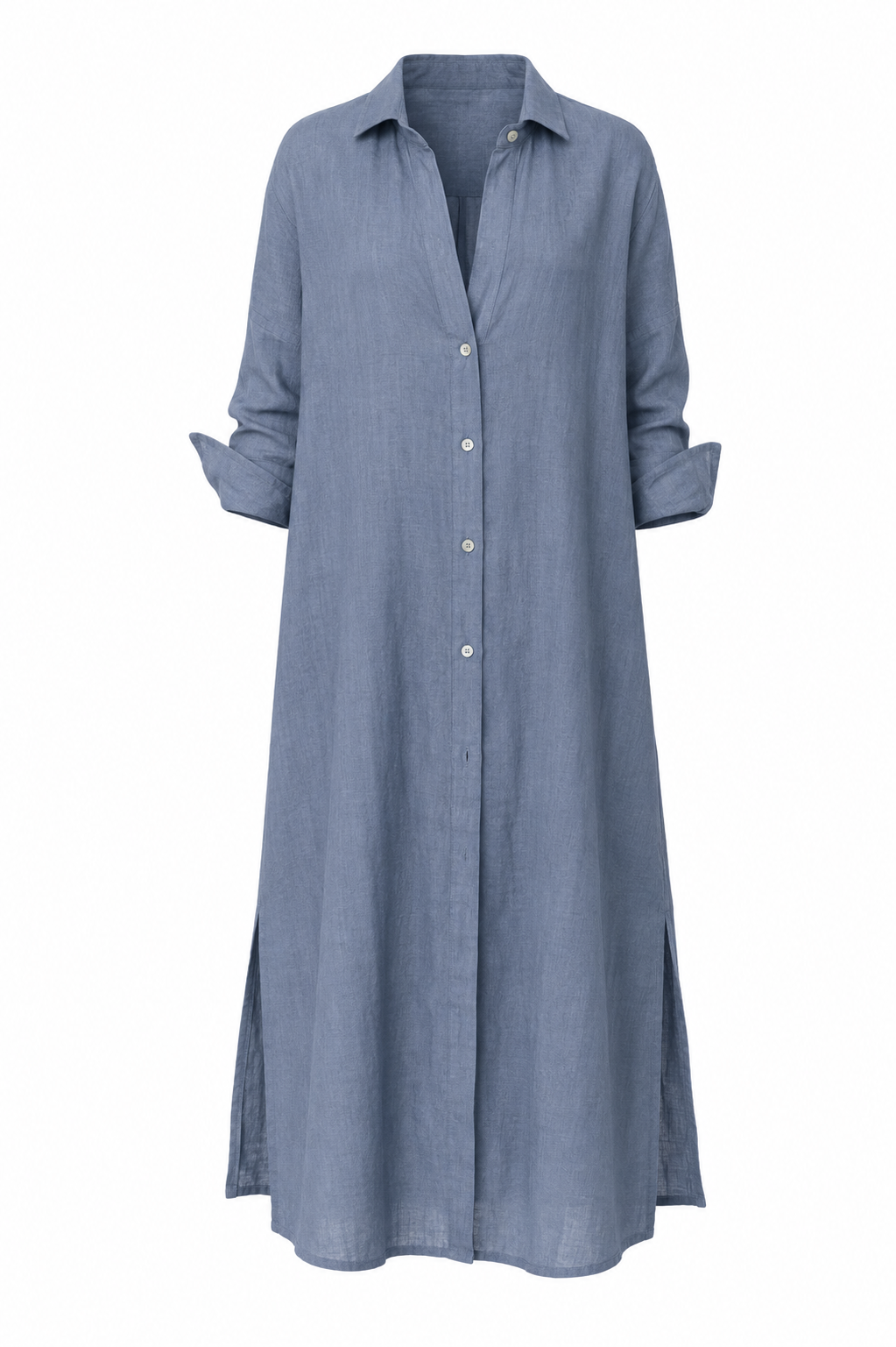 VESTIDO CHEMISE MADRE REINA LINHO AZUL SERENO