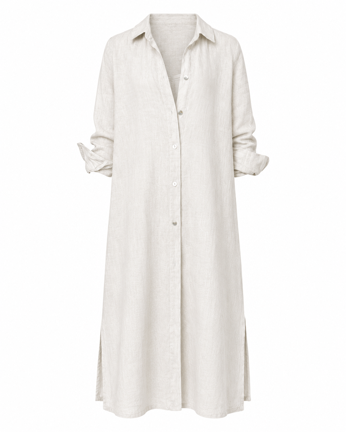 VESTIDO CHEMISE MADRE REINA LINHO CREMA
