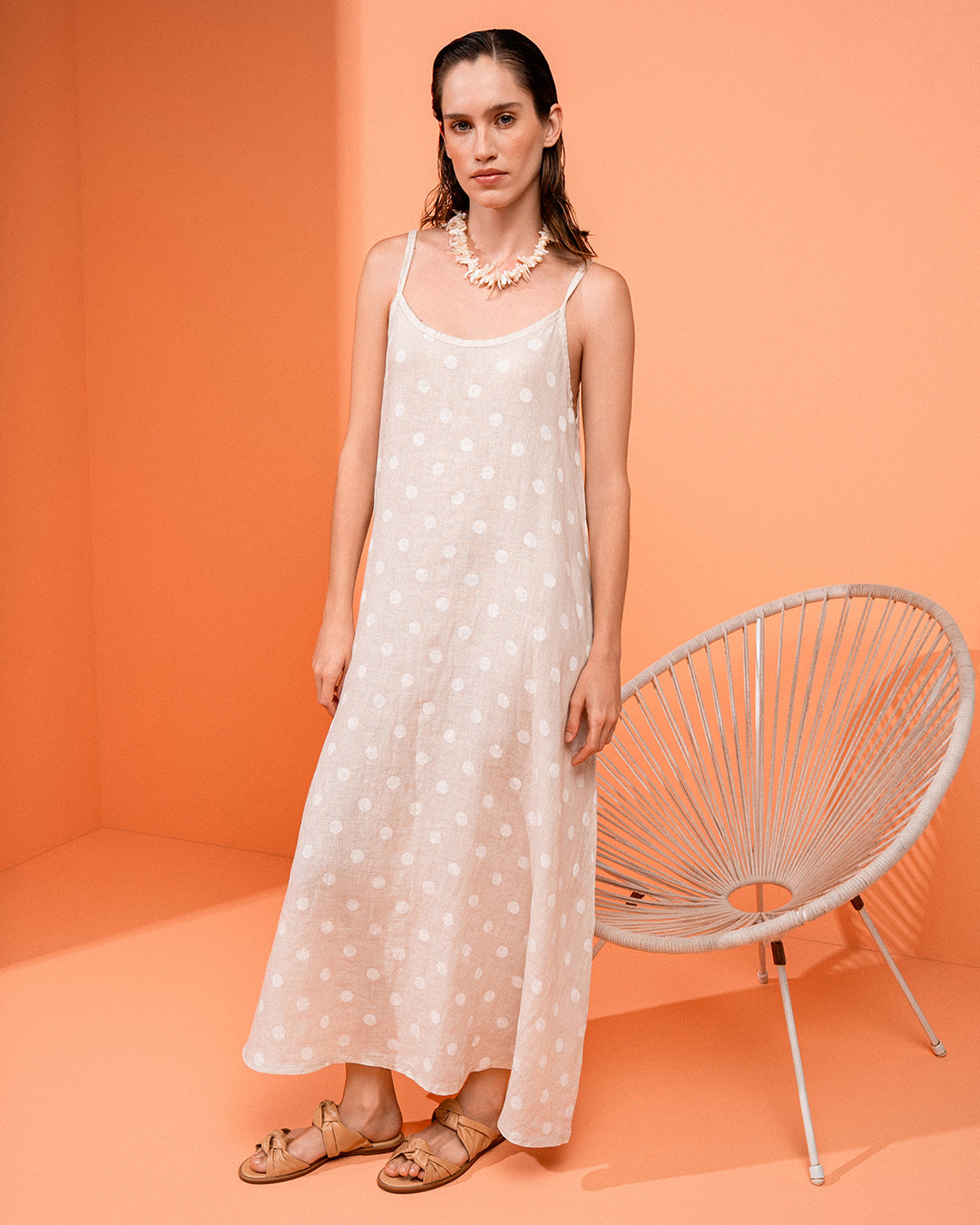 VESTIDO POÁ MADRE REINA LINHO CREMA
