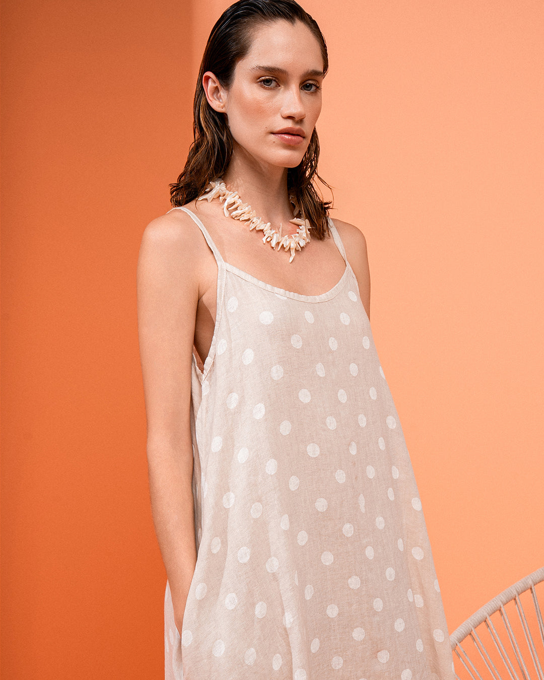 VESTIDO POÁ MADRE REINA LINHO CREMA