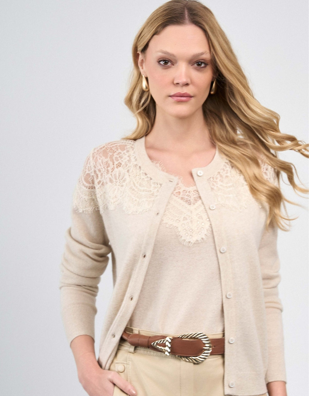 CARDIGAN RENDA MADRE REINA CASHMERE DESERT