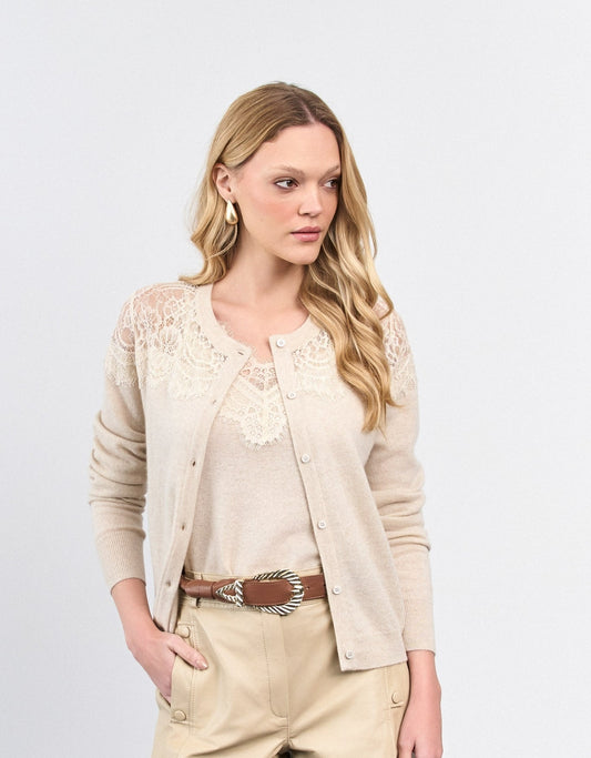 CARDIGAN RENDA MADRE REINA CASHMERE DESERT