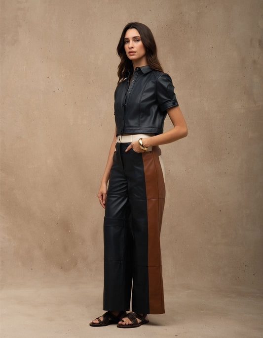 CALÇA GAIA MADRE REINA COLOR COURO AZUL MARINE