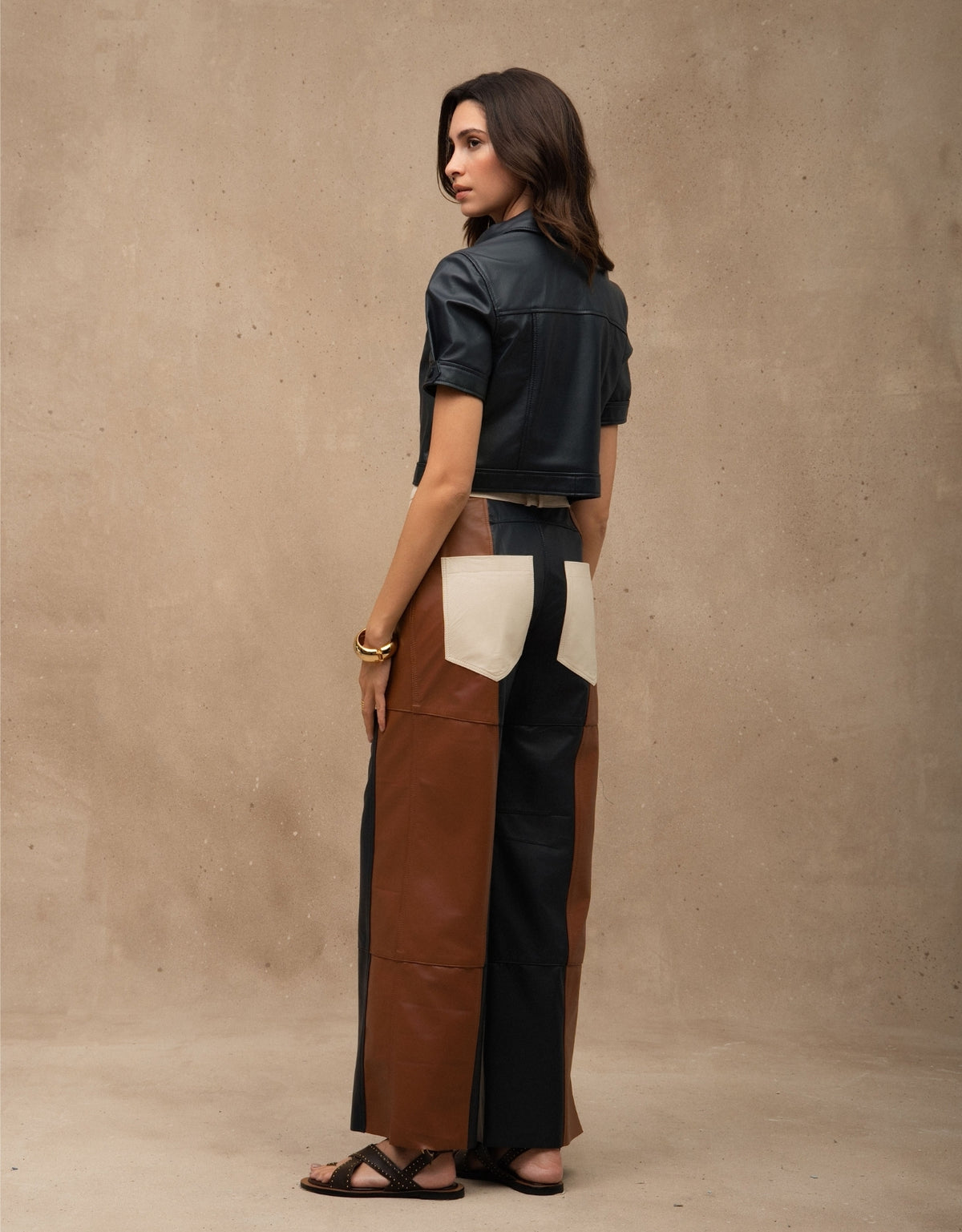 CALÇA GAIA MADRE REINA COLOR COURO AZUL MARINE