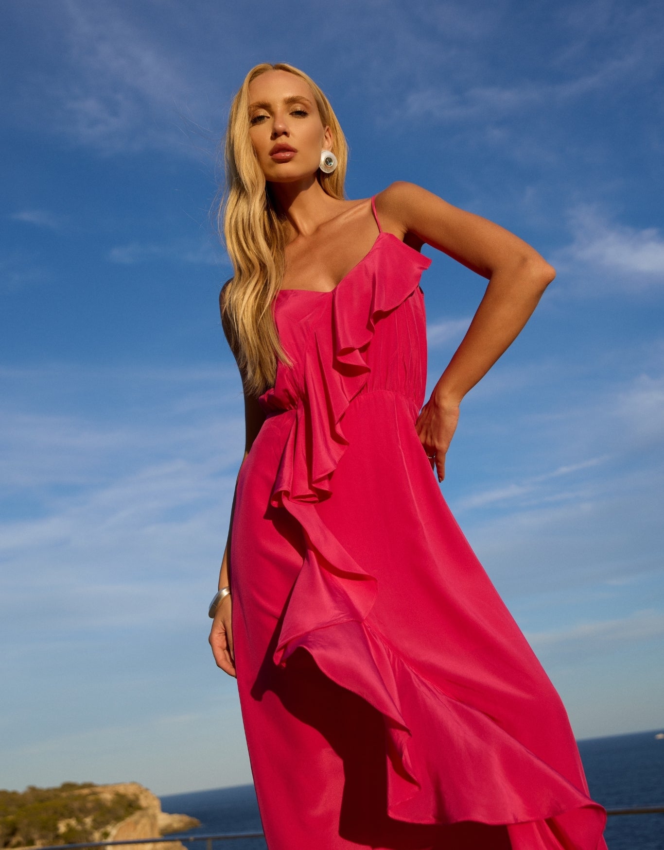 VESTIDO AMANDA MADRE REINA SEDA ROSA BLOOM