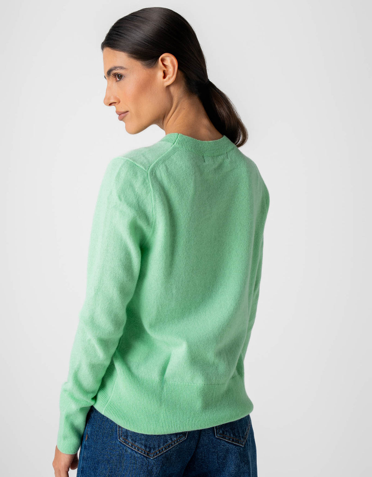 BLUSA GOLA CARECA CASHMERE VERDE MENTA
