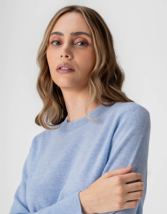 BLUSA GOLA CARECA CASHMERE AZUL LAVANDA
