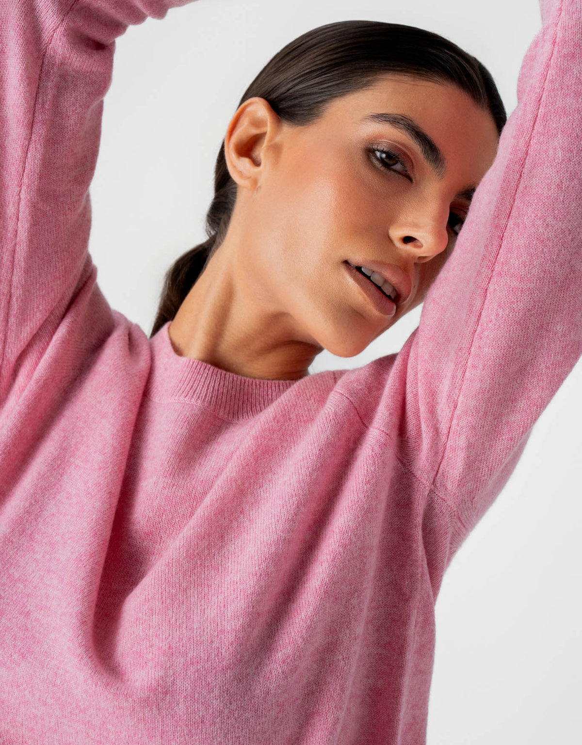 BLUSA GOLA CARECA CASHMERE ROSA AZALÉIA