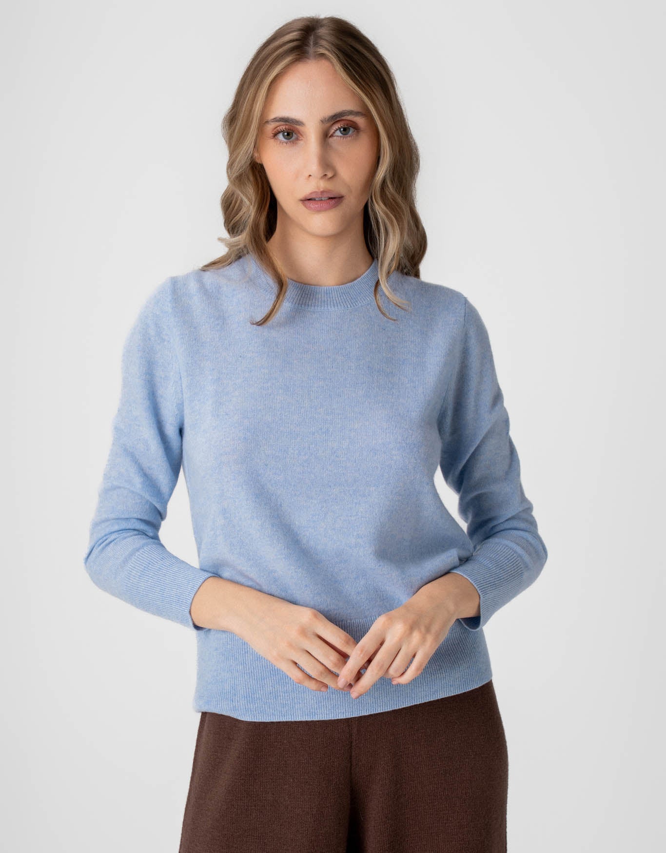 BLUSA GOLA CARECA CASHMERE AZUL LAVANDA