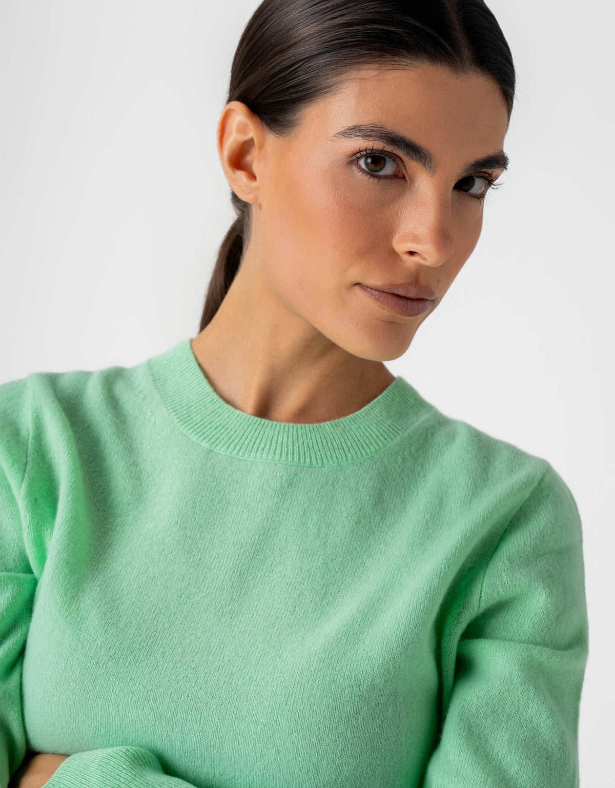 BLUSA GOLA CARECA CASHMERE VERDE MENTA