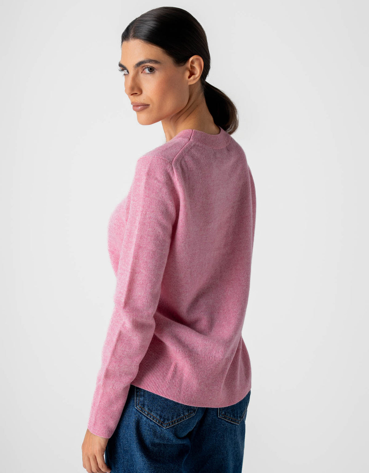 BLUSA GOLA CARECA CASHMERE ROSA AZALÉIA