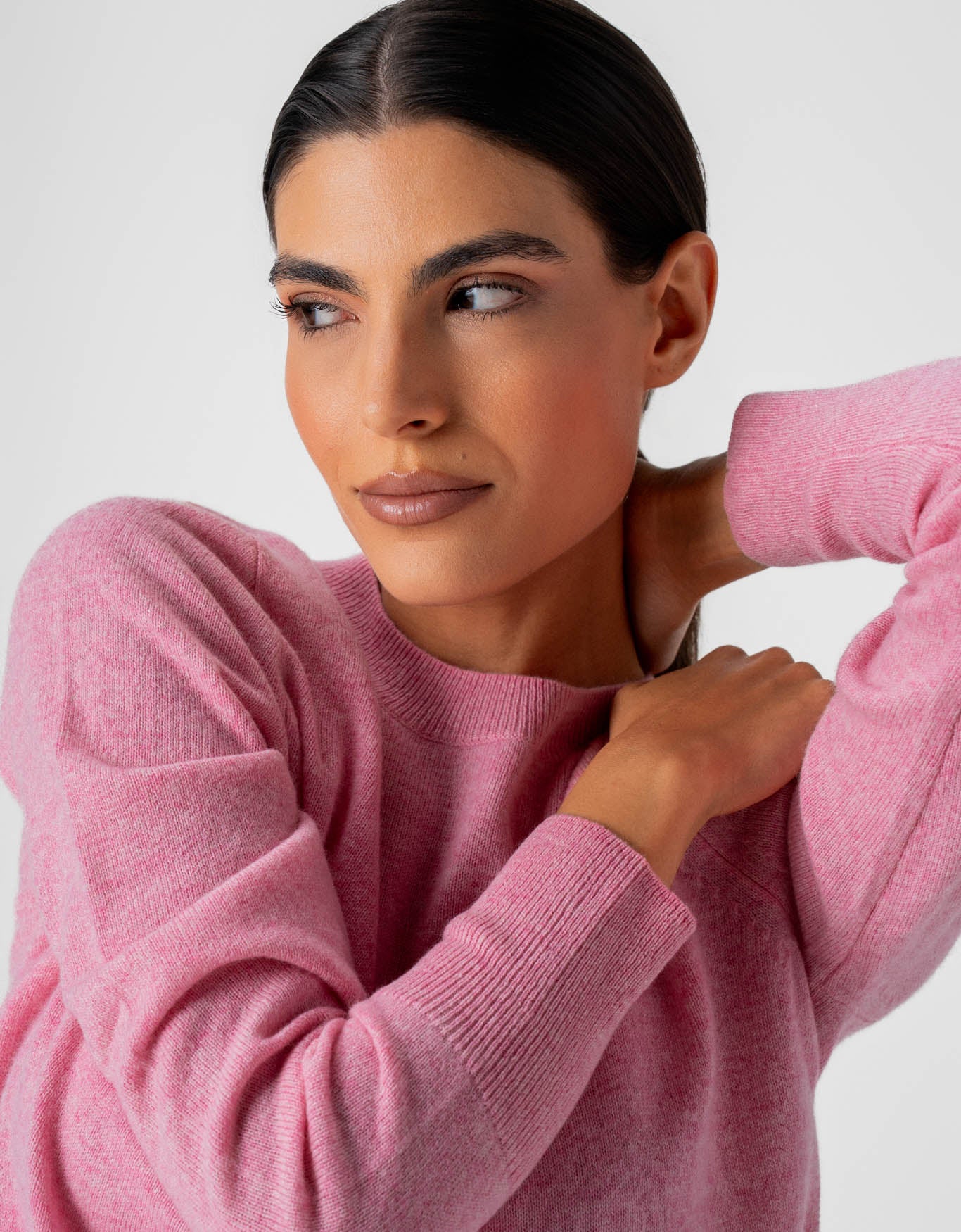 BLUSA GOLA CARECA CASHMERE ROSA AZALÉIA