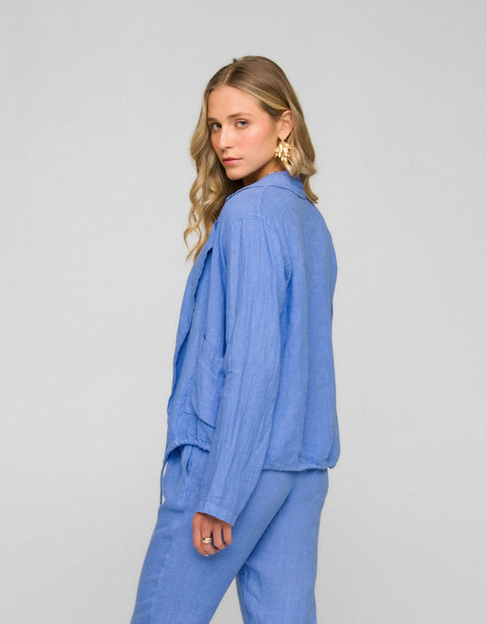 BLAZER EDUARDA MADRE REINA LINHO AZUL LAVANDA