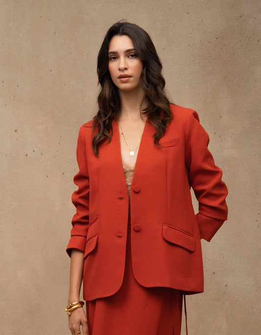 BLAZER PAOLA MADRE REINA ALFAIATARIA LARANJA PAPRIKA
