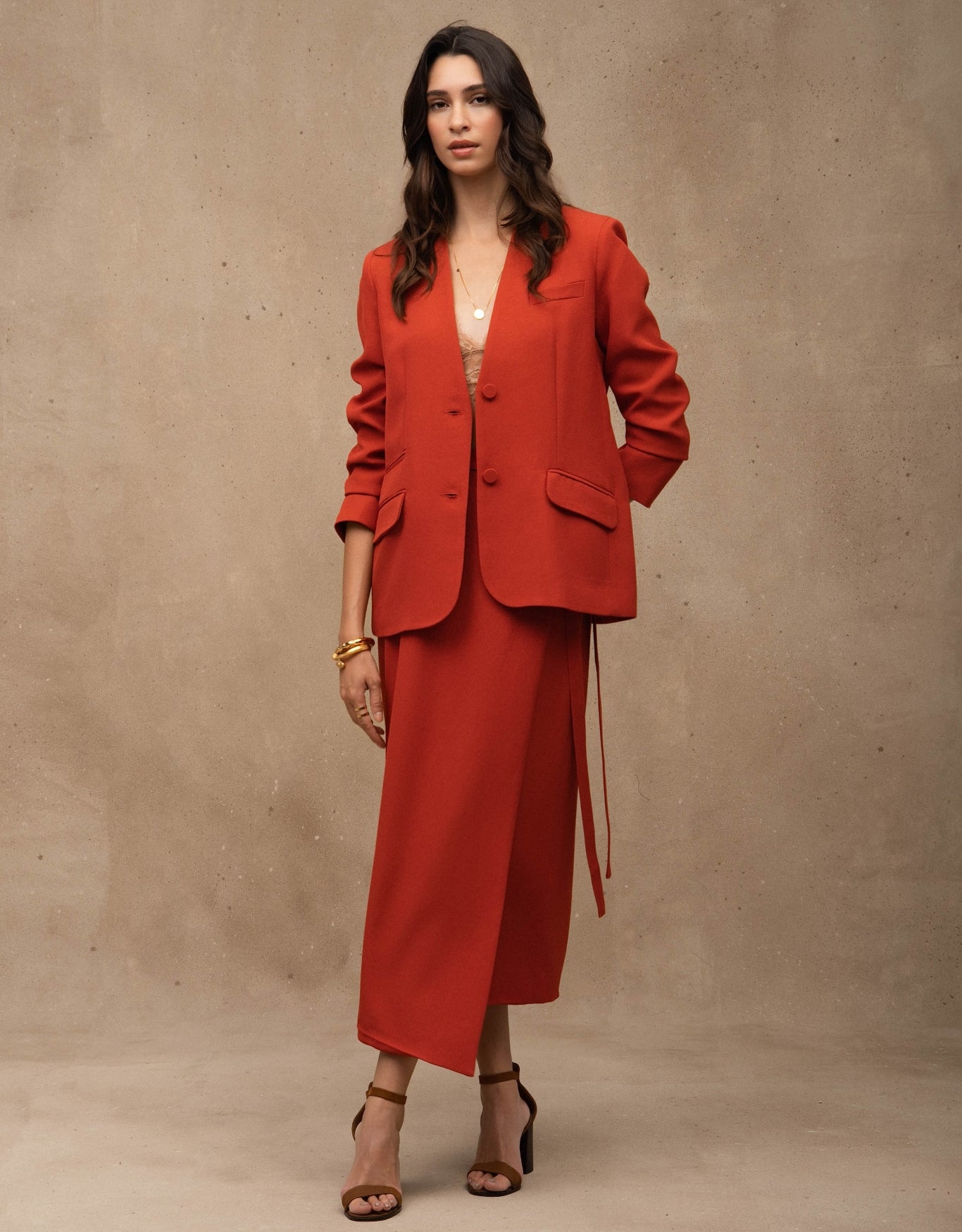 BLAZER PAOLA MADRE REINA ALFAIATARIA LARANJA PAPRIKA