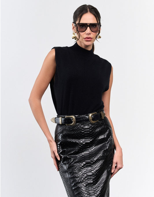 BLUSA BELLA  MADRE REINA CASHMERE PRETO