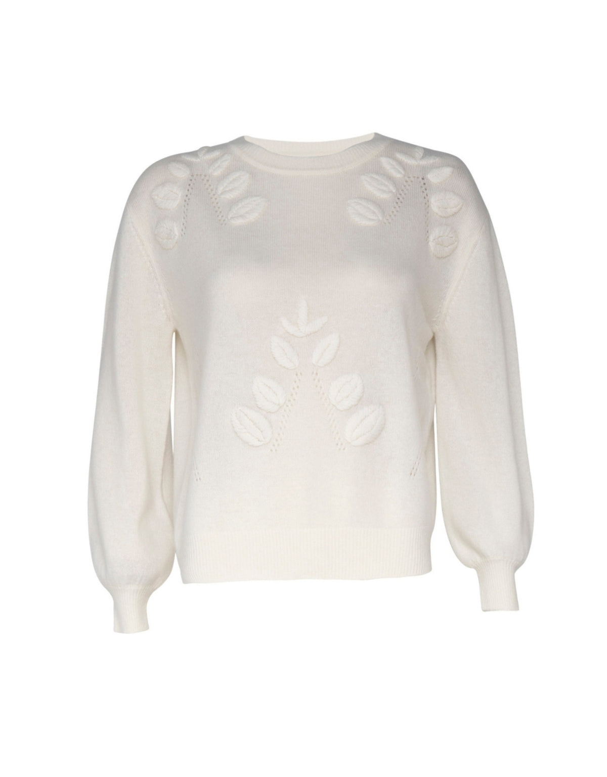 BLUSA BORDADA EM CASHMERE OFF WHITE