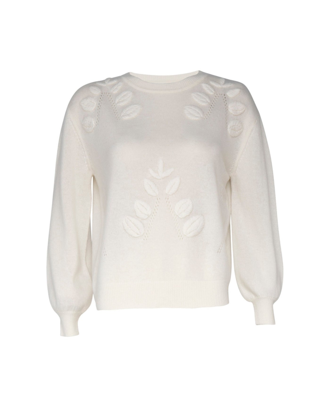 BLUSA BORDADA EM CASHMERE OFF WHITE