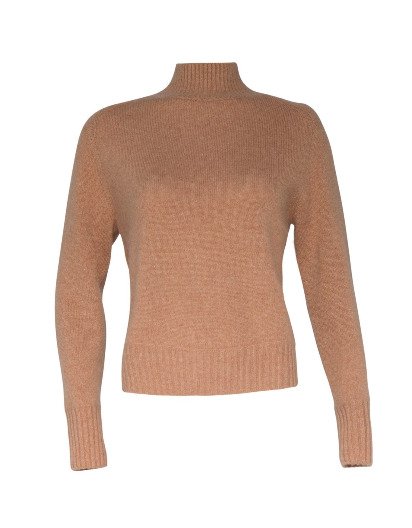 BLUSA CASHMERE GOLA ALTA EM CASHMERE CAMEL