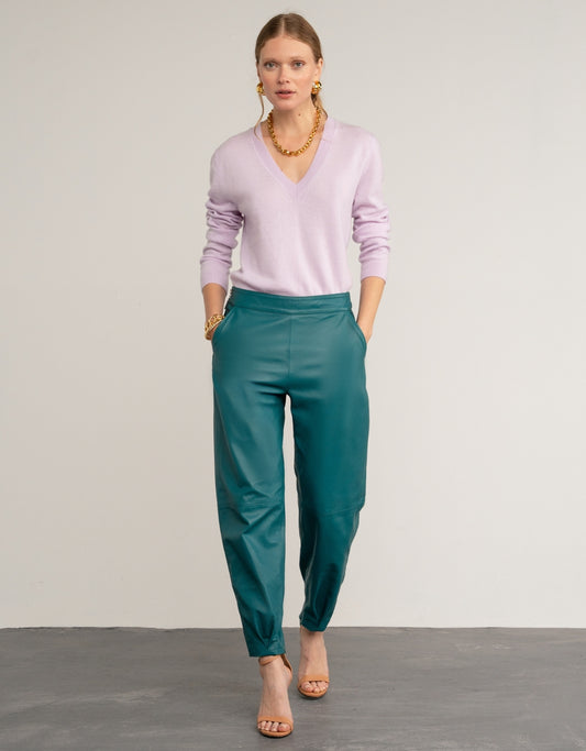 BLUSA CASHMERE GOLA V EM CASHMERE LILÁS