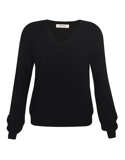 BLUSA CASHMERE GOLA V EM CASHMERE PRETO