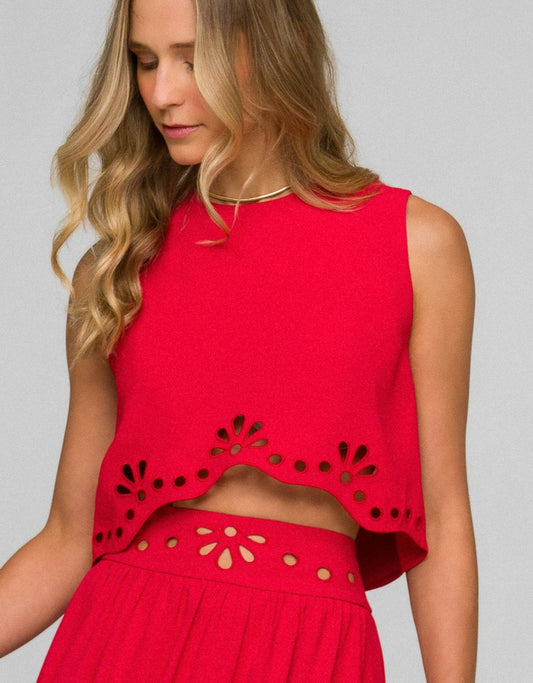 BLUSA CLARISSA MADRE REINA CREPE PATOU VERMELHO CHERRY