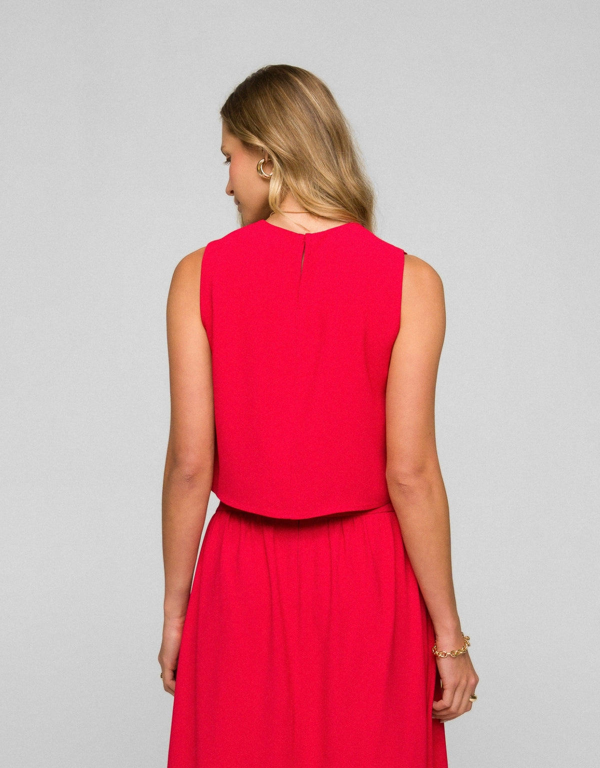 BLUSA CLARISSA MADRE REINA CREPE PATOU VERMELHO CHERRY